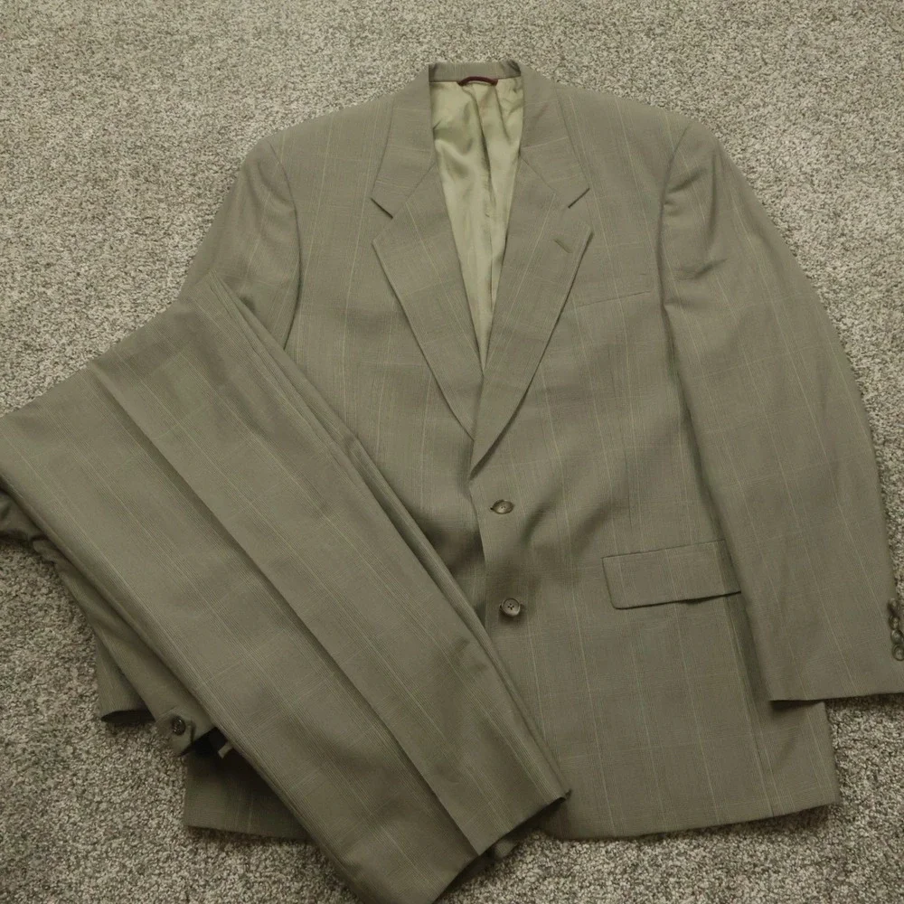 Hart Schaffner Marx 44L Plaid Blazer Viracle Dry Clean Sport Coat pants 36X31